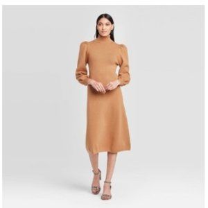 Women's Puff Long Sleeve Sweater Dress